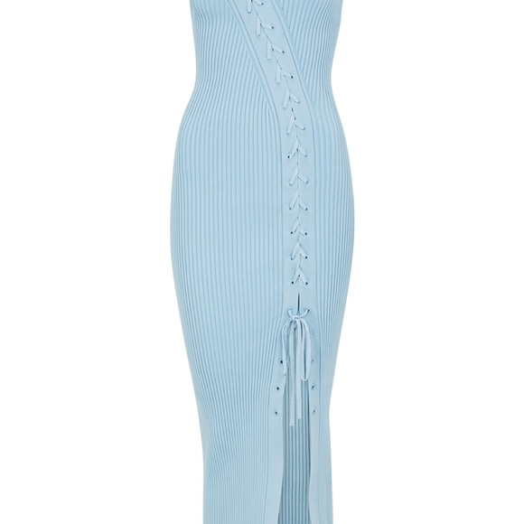JONATHAN SIMKHAI Ava Blue Lace-Up Stretch-Knit Midi Dress - Picture 5 of 10